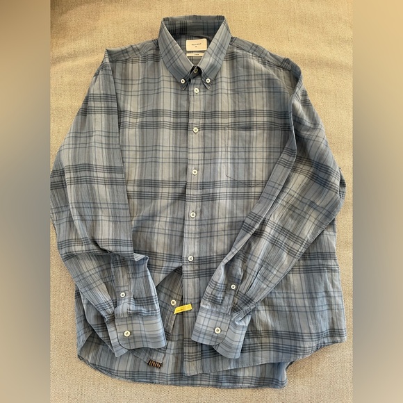 BILLY REID Standard Check Print Button Down Collar Sport Shirt in Blue XL $168 - Picture 1 of 6